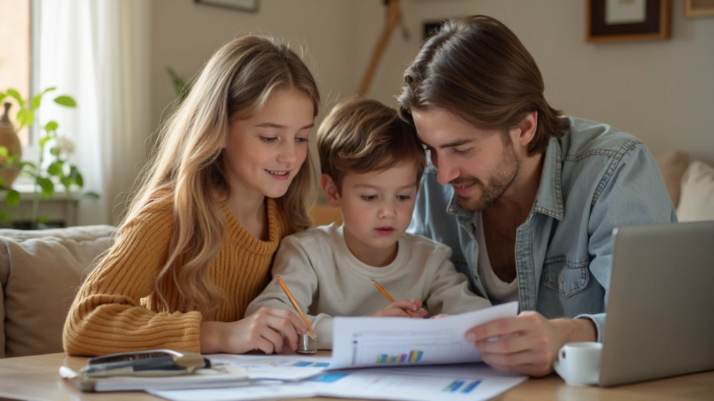 Семья изучает финансовое планирование с помощью таблиц и графиков