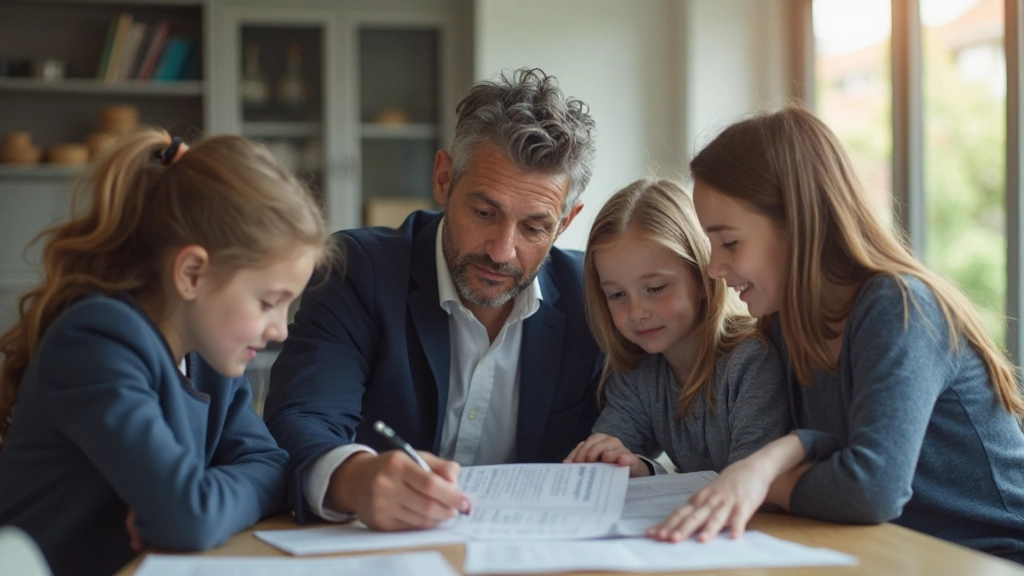 Финансовый консультант обсуждает план с молодой семьей в офисе